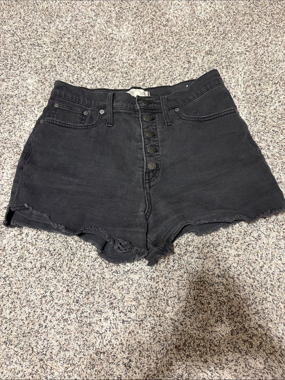 Madewell Black High-Rise Button-Fly Denim Shorts